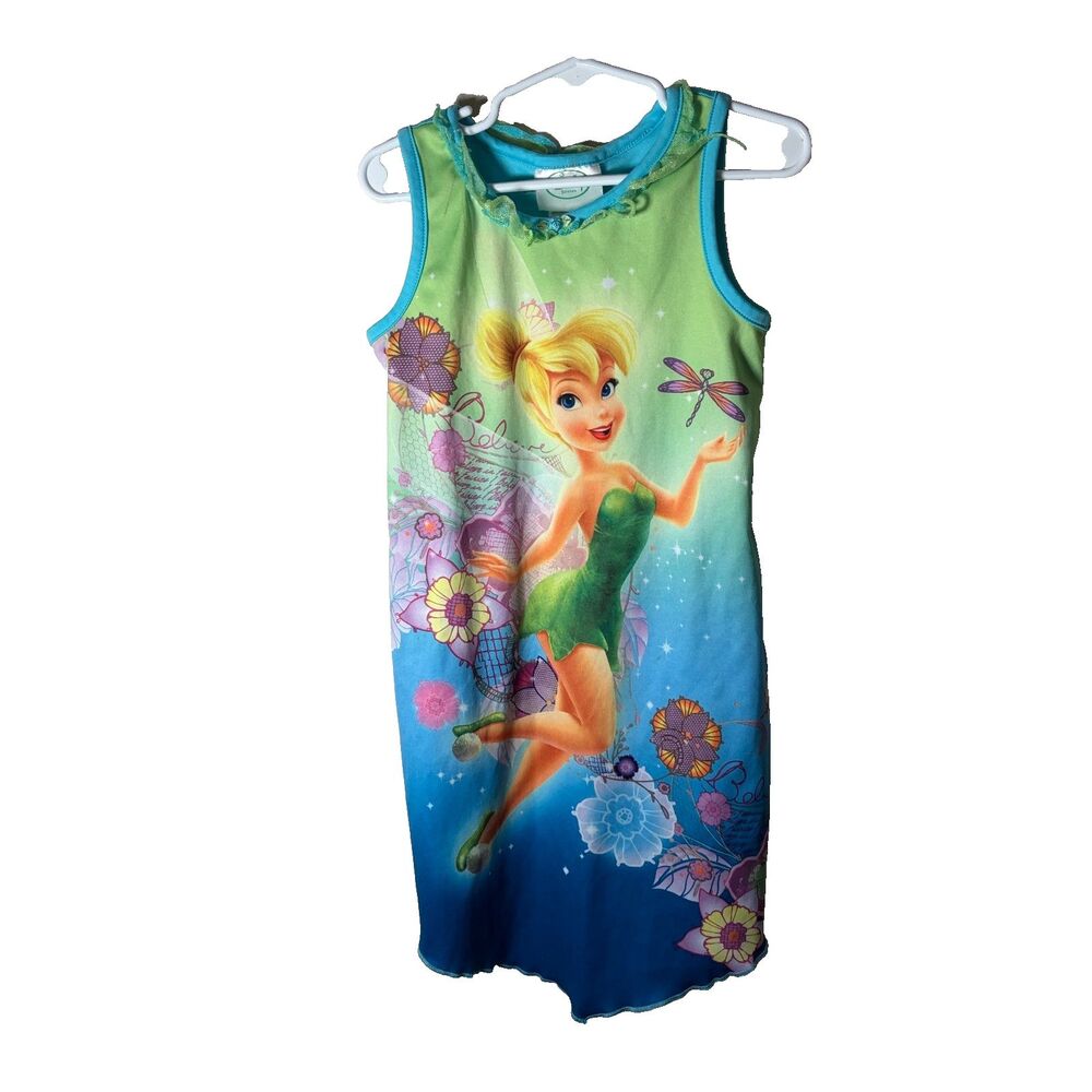 Disney Fairies Tinker Bell Pajama Dress Girl's 6 Sleeveless Peter Pan